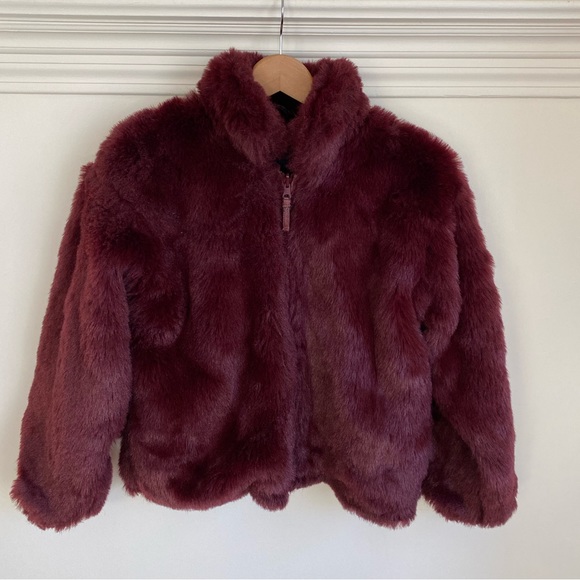 Fun Faux Fur Burgundy Night Out Coat - Picture 1 of 4